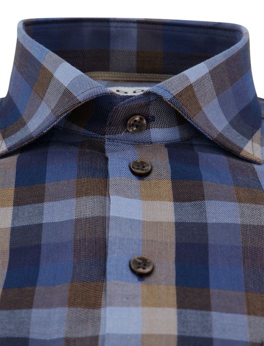 Ledub overhemd geruit blauw katoen