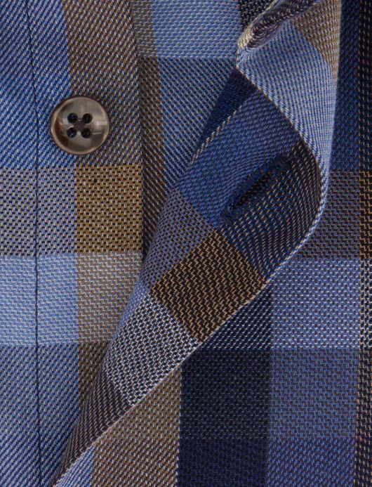 Ledub overhemd geruit blauw katoen