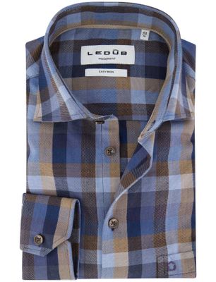 Ledub Ledub overhemd donkerblauw katoen normale fit geruit
