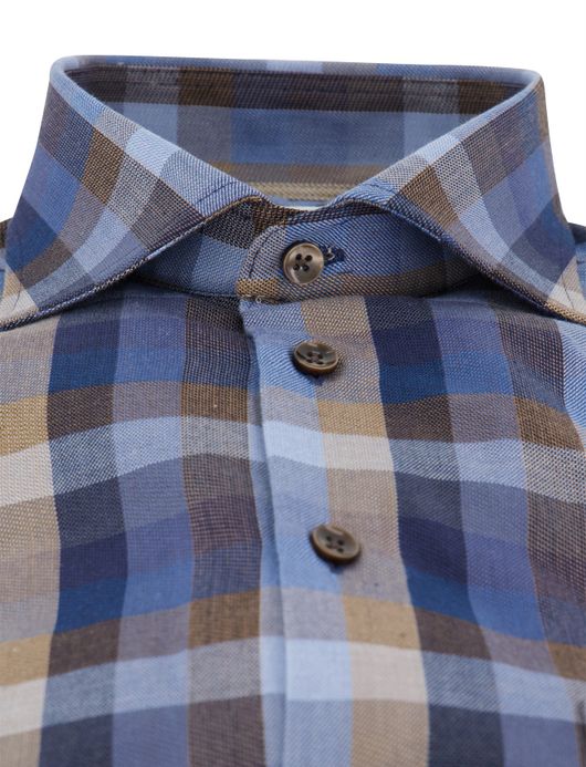 Ledub overhemd geruit donkerblauw normale fit katoen