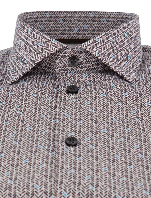 Ledub overhemd bruin katoen geprint