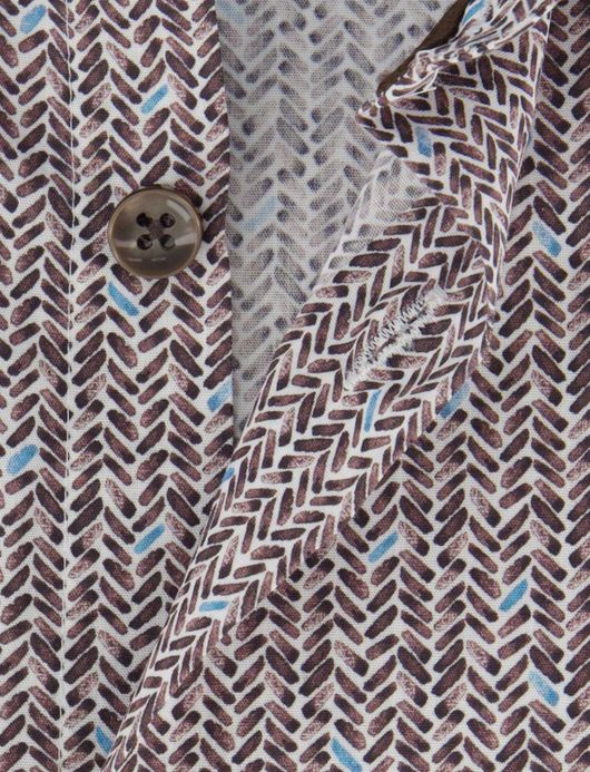 Ledub overhemd geprint bruin mouwlengte 7 katoen