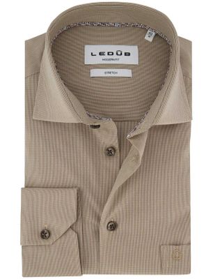 Ledub Overhemd overhemd modern fit beige geruit