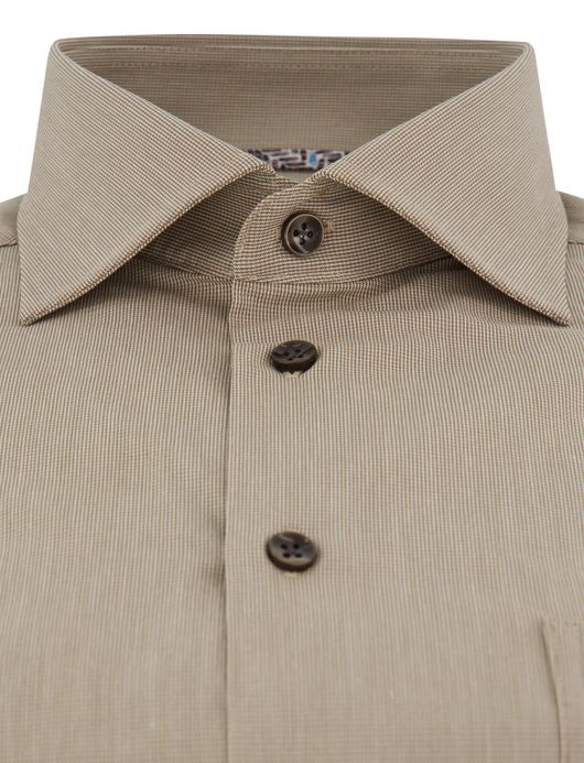 Overhemd ledub overhemd modern fit beige geruit katoen