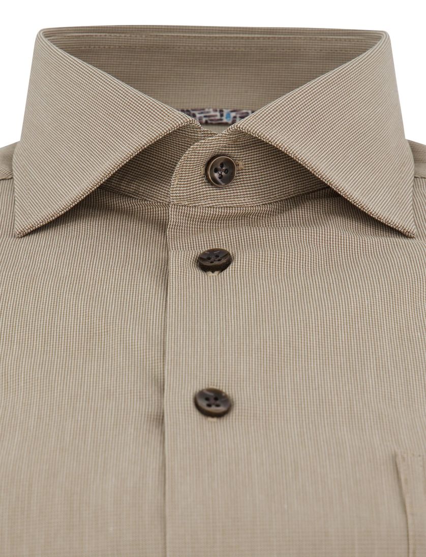 Overhemd overhemd modern fit beige geruit