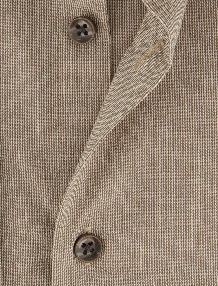 Overhemd overhemd modern fit beige geruit