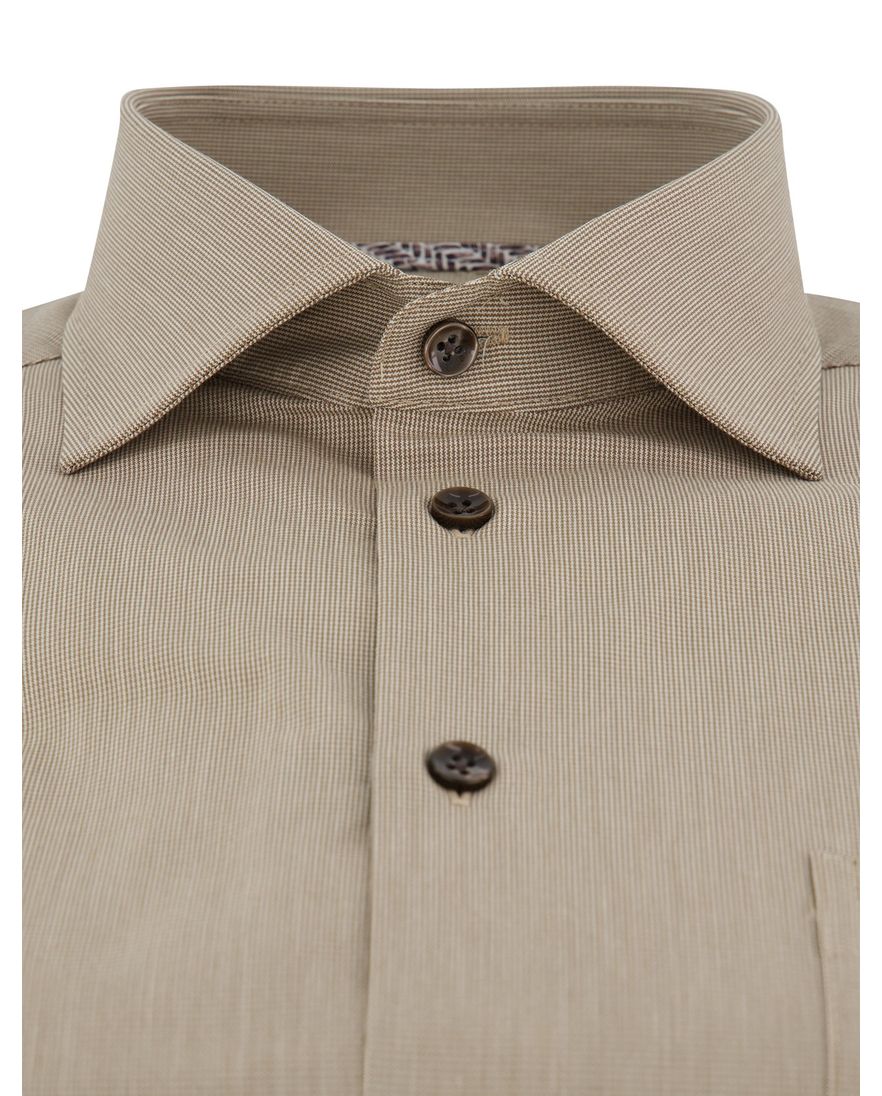 Ledub overhemd modern fit geruit beige