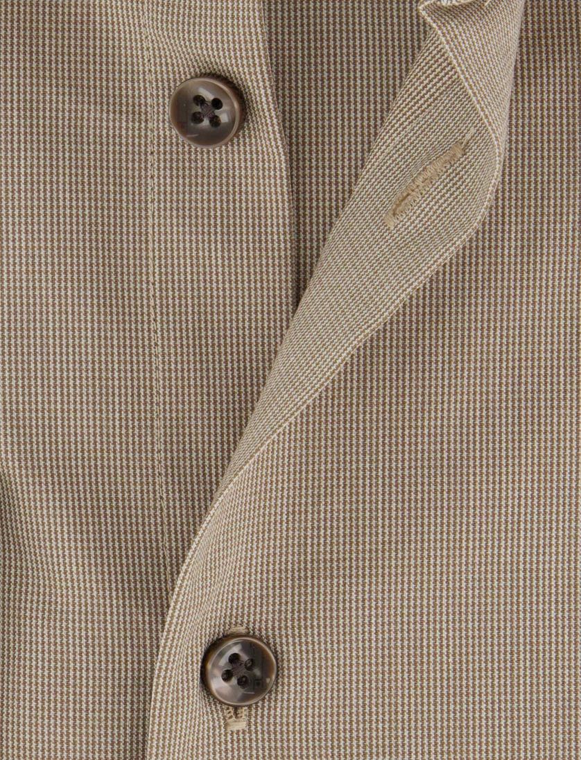 Ledub beige overhemd modern fit geruit