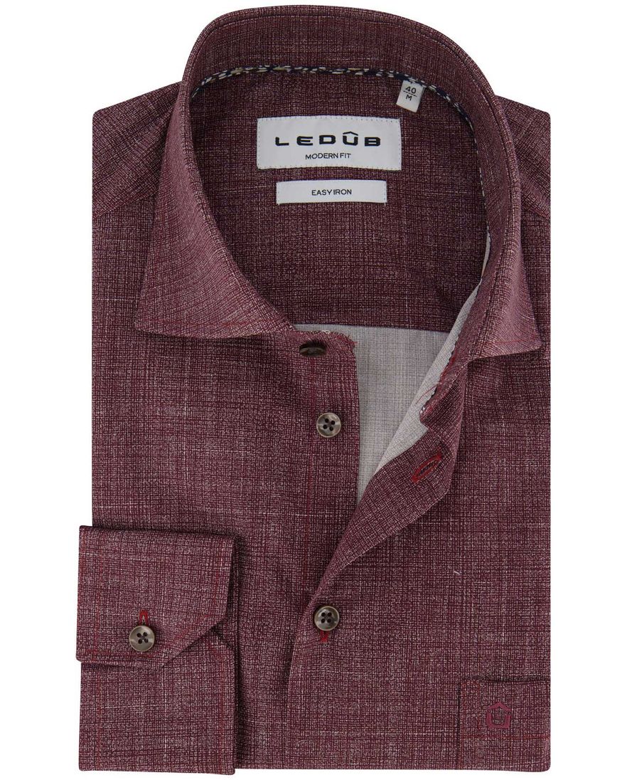 Ledub overhemd rood katoen geprint