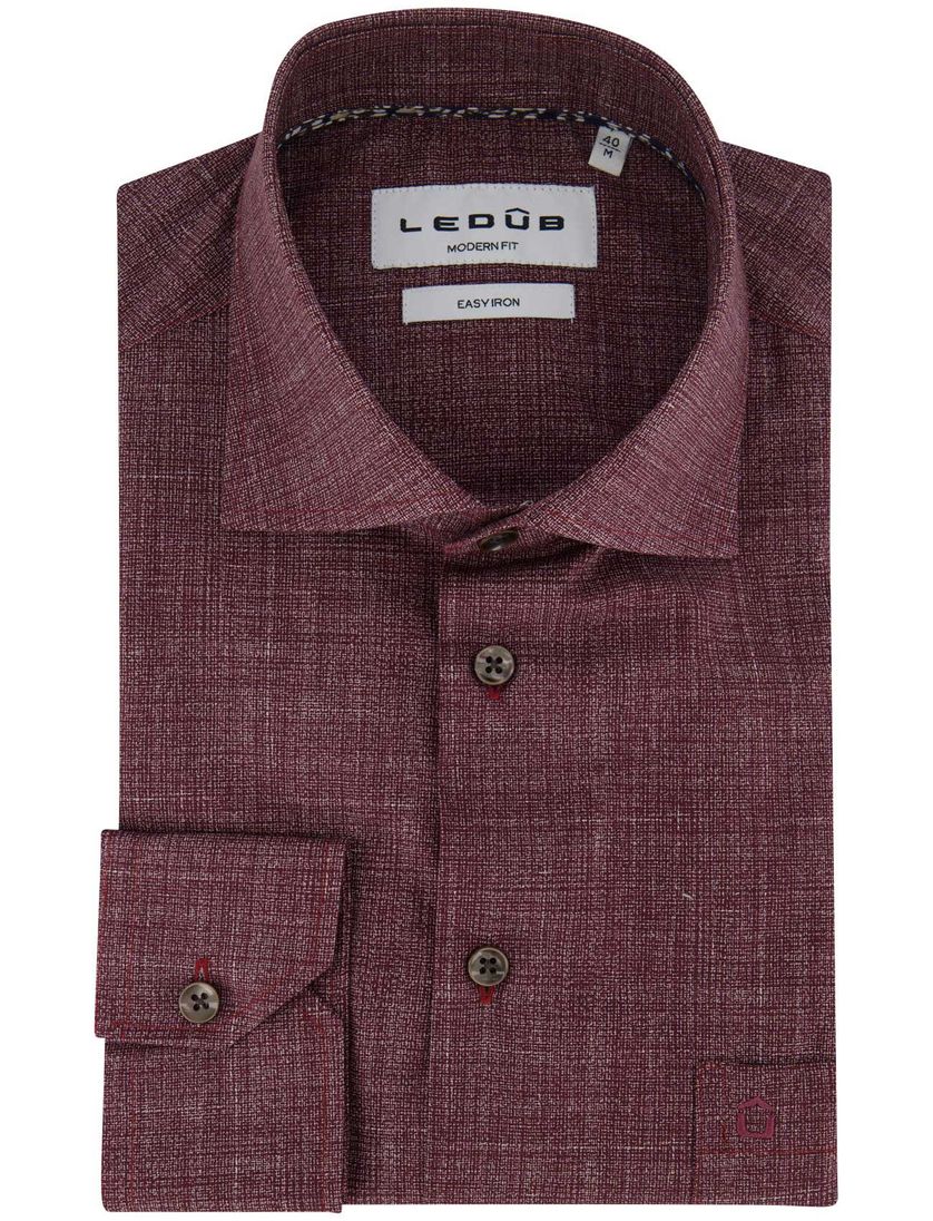 Ledub overhemd modern fit rood geprint