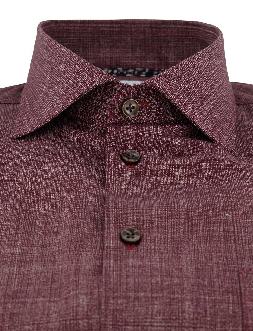 Ledub overhemd modern fit rood geprint