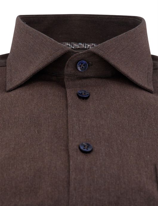 Ledub modern fit overhemd bruin katoen