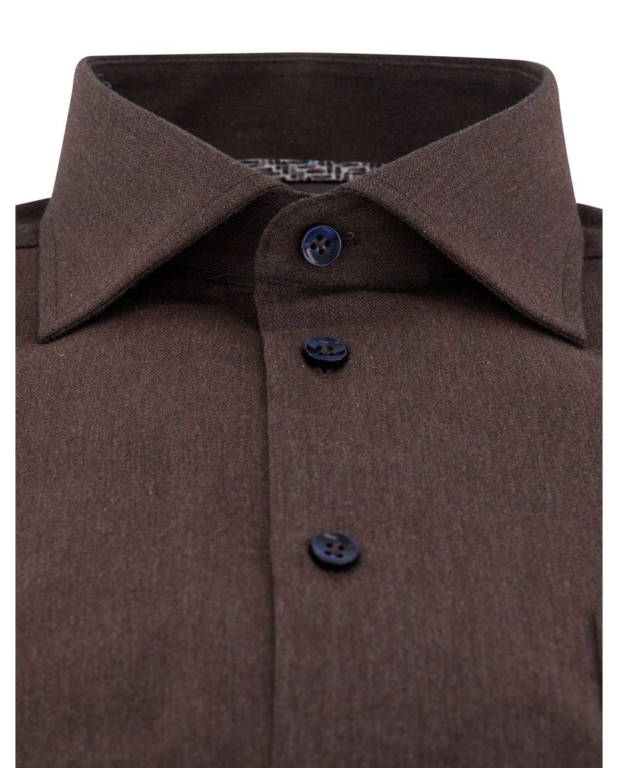 Ledub modern fit overhemd bruin katoen
