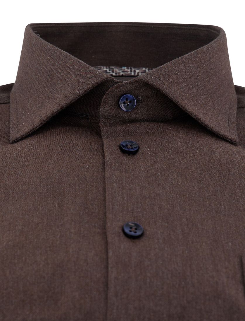 Ledub overhemd modern fit bruin katoen