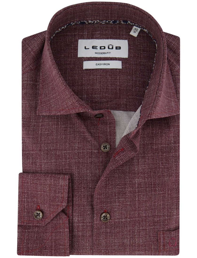 Ledub overhemd rood katoen geprint