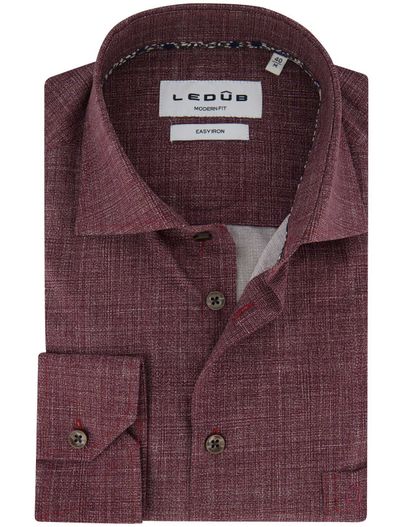 Ledub Ledub overhemd rood katoen modern fit