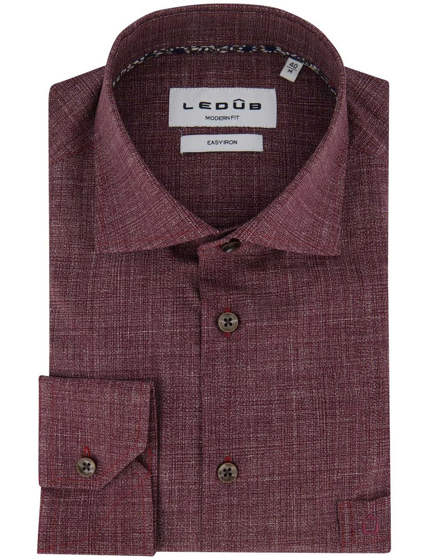 Ledub overhemd rood katoen geprint