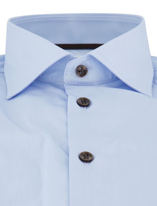 Ledub overhemd lichtblauw effen katoen normale fit