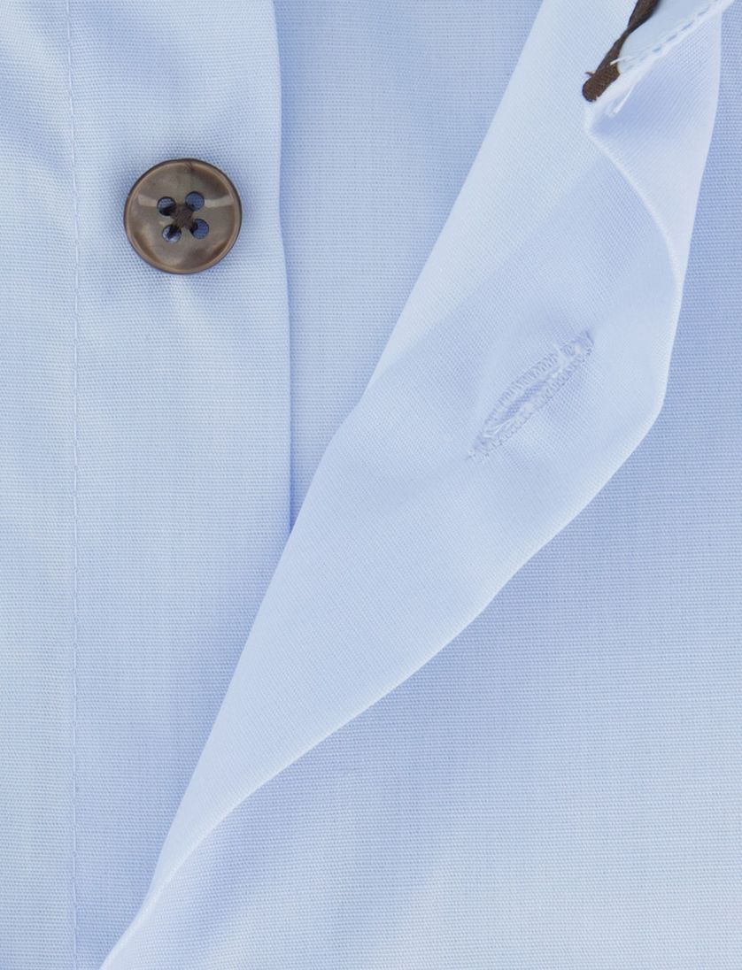 Ledub overhemd effen katoen lichtblauw normale fit