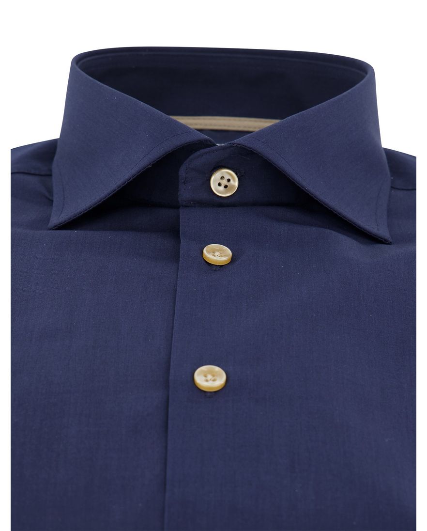 Ledub overhemd donkerblauw effen katoen