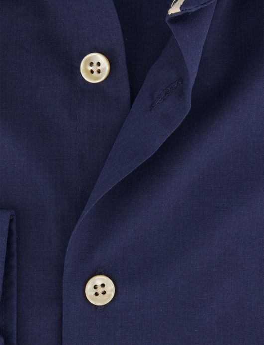 Ledub overhemd donkerblauw effen katoen