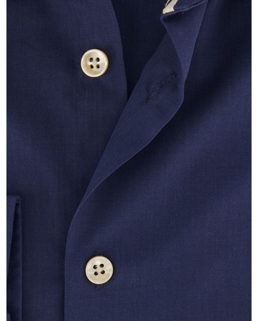 Ledub overhemd donkerblauw effen katoen