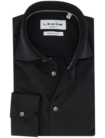 Ledub Ledub overhemd modern fit effen zwart