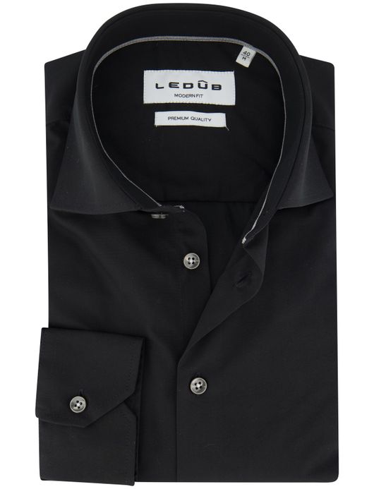 Ledub overhemd modern fit effen zwart