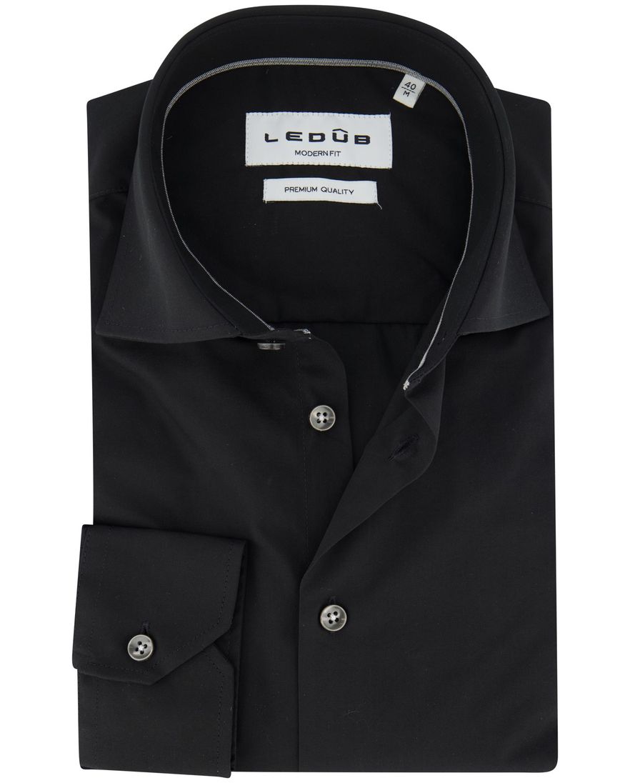 Ledub overhemd modern fit effen zwart