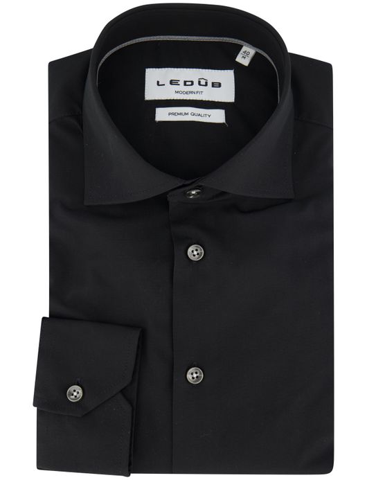 Ledub overhemd modern fit effen zwart