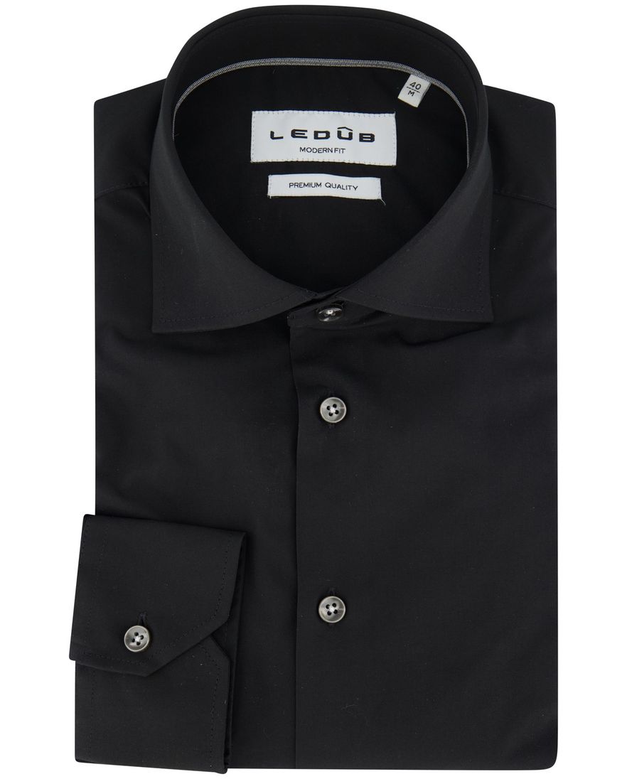 Ledub overhemd modern fit effen zwart
