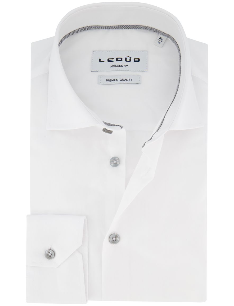 Ledub modern fit overhemd wit katoen