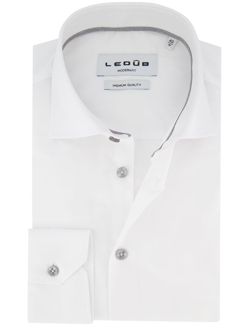 Ledub overhemd wit katoen modern fit