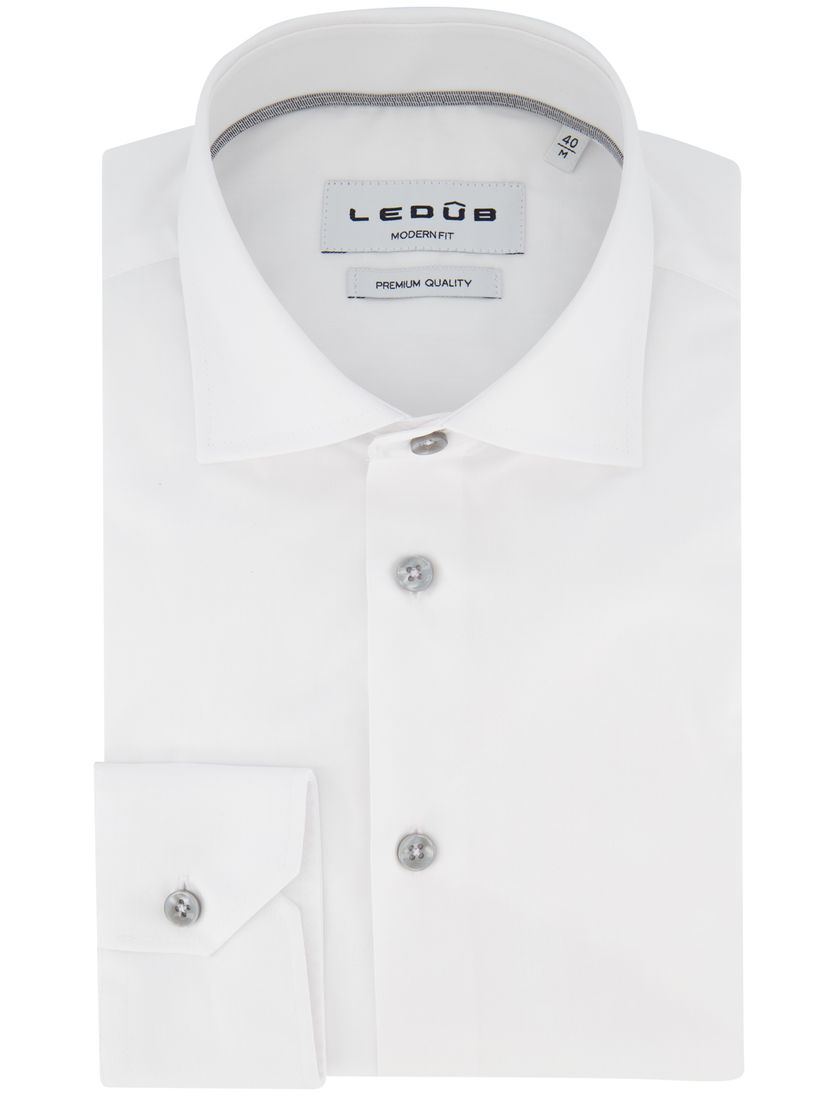 Ledub overhemd wit katoen modern fit