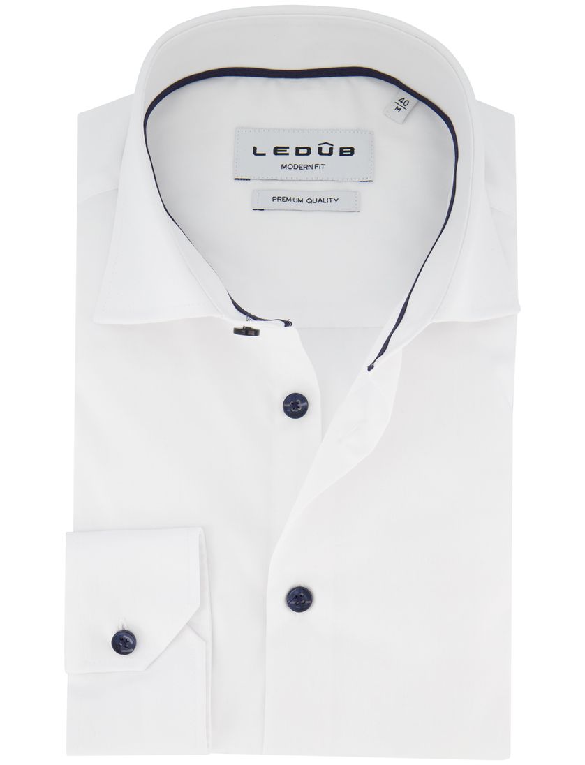 Ledub modern fit overhemd wit katoen