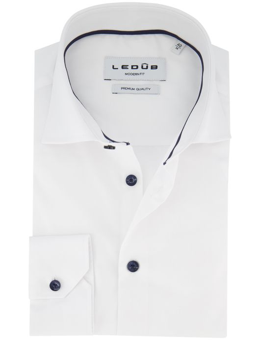 Ledub overhemd wit modern fit katoen