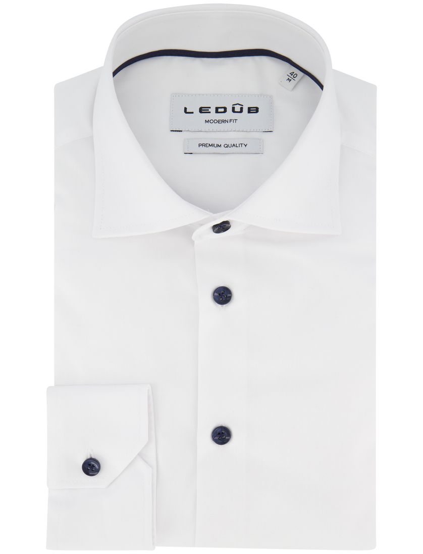 Ledub modern fit overhemd wit katoen