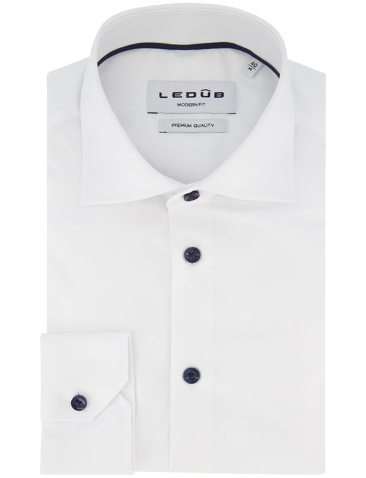 Ledub overhemd wit modern fit katoen