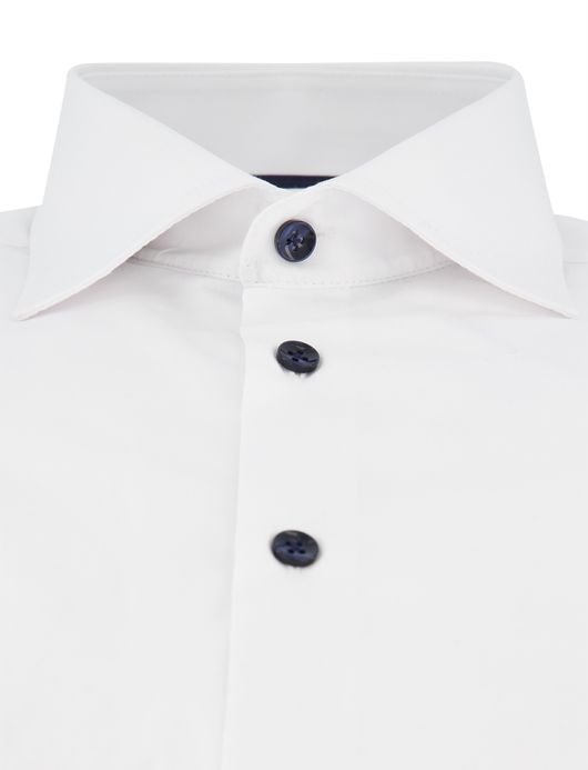 Ledub overhemd wit modern fit katoen