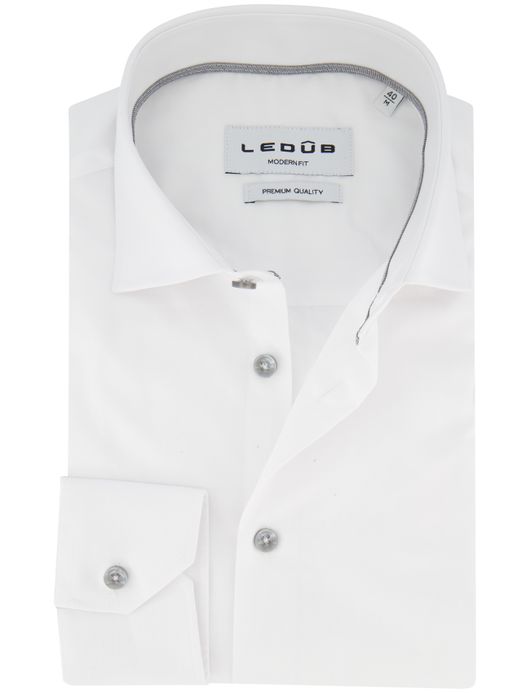 Ledub overhemd modern fit wit effen