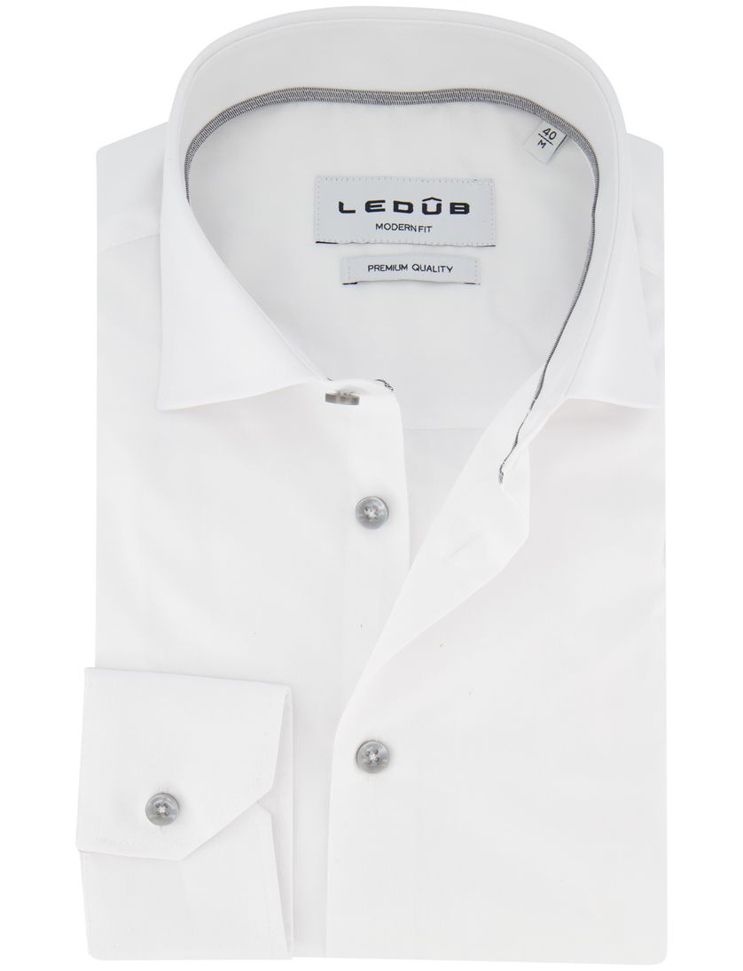 Ledub overhemd modern fit wit katoen