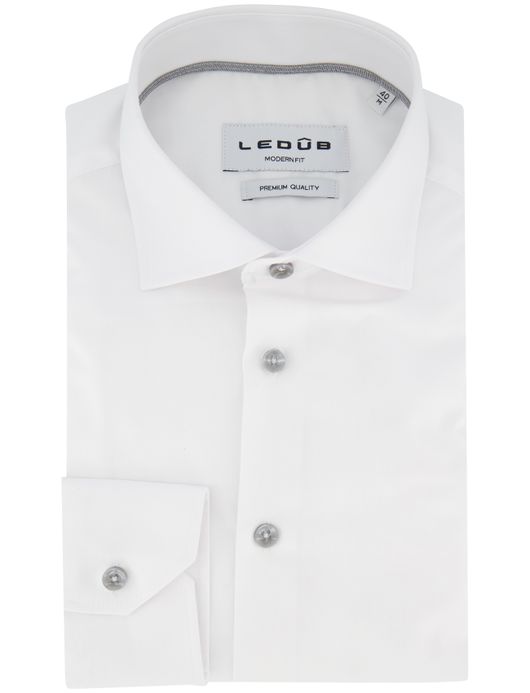 Ledub overhemd modern fit wit effen