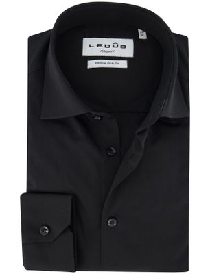 Ledub Ledub modern fit zwart overhemd katoen
