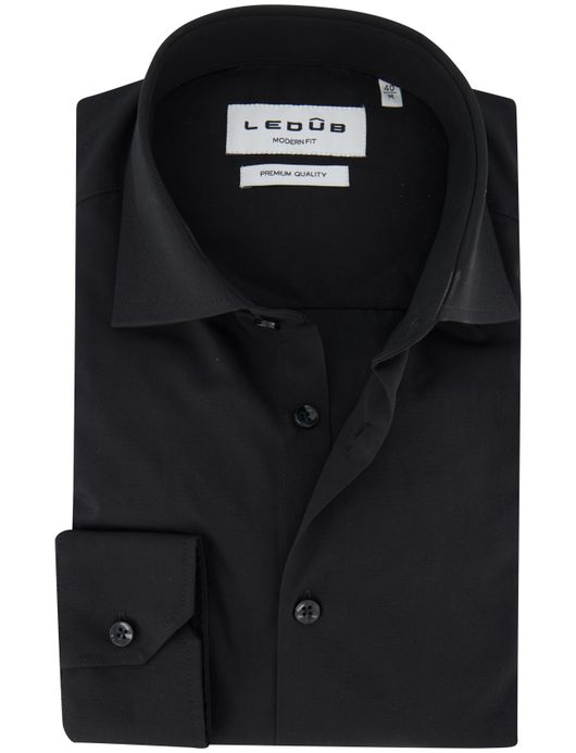 Ledub modern fit zwart overhemd katoen