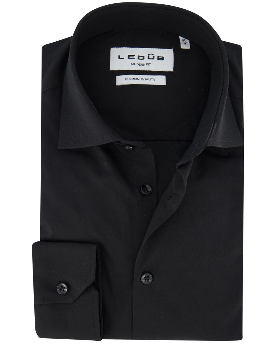 Ledub modern fit zwart overhemd katoen