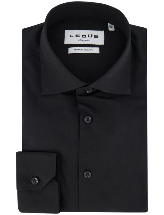 Ledub modern fit zwart overhemd katoen