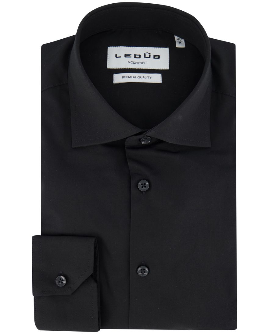 Ledub modern fit zwart overhemd katoen
