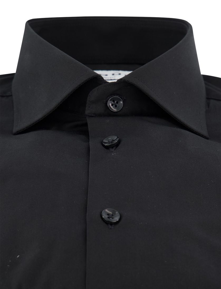 Ledub overhemd zwart effen katoen