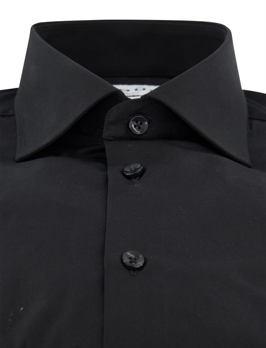 Ledub overhemd zwart effen modern fit katoen