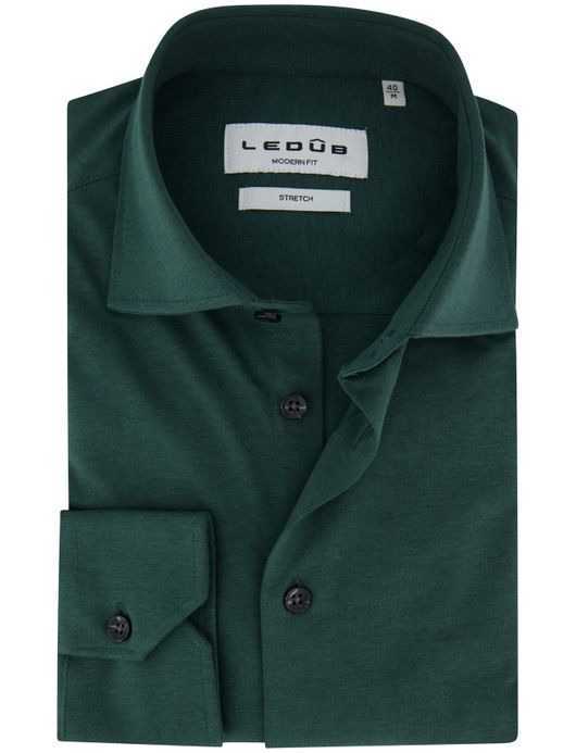 Ledub overhemd modern fit groen katoen